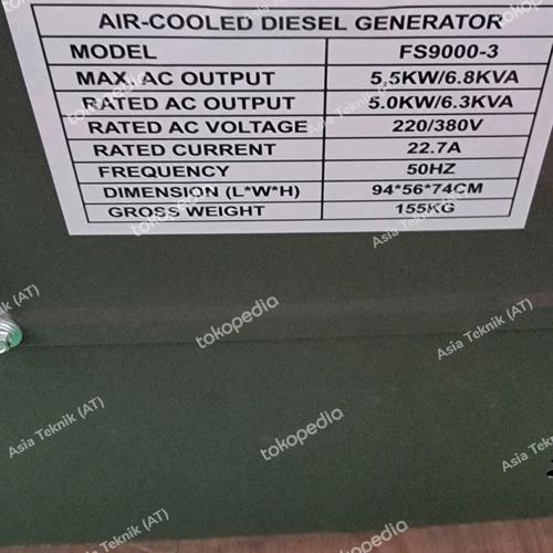 Genset Silent Diesel 5000 watt maks 5500 watt 3 phase FearlesS FS9000