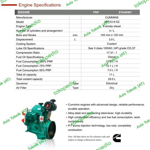 Genset silent cummins 50 kva original stamford