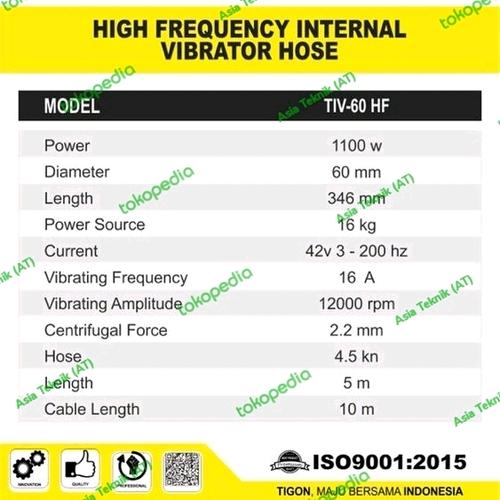 High Frequency Internal Vibrator Hose 60 mm