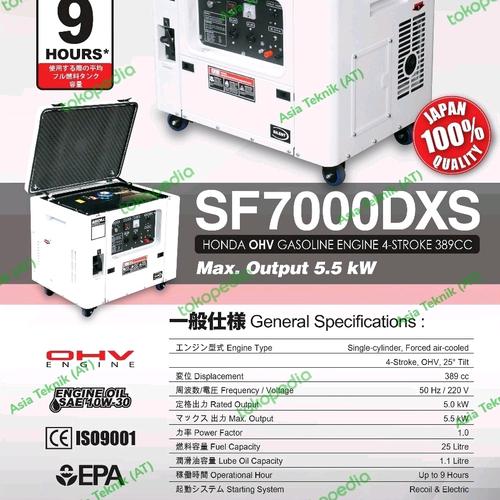 silent genset honda 5000 watt maks 5500 watt SF7000DXS