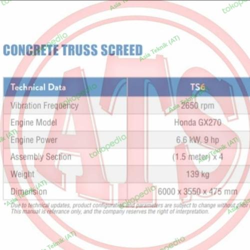 MESIN PERATA BETON 6 METER concrete Truss Screed.. Jidar Beton Terbaik