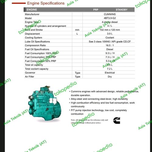 genset cummins 40 kva heavy duty