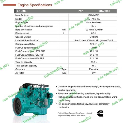 genset silent cummins 160 kva heavy duty