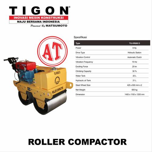 Mesin double roller Tigon 2 ton diesel Stater TG-VR680D