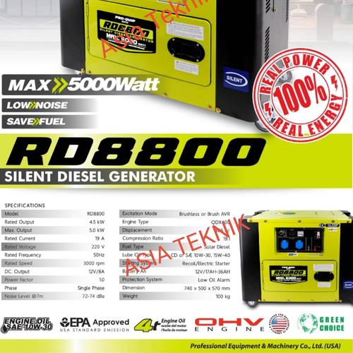 Genset Silent Diesel 5000 watt Real Power