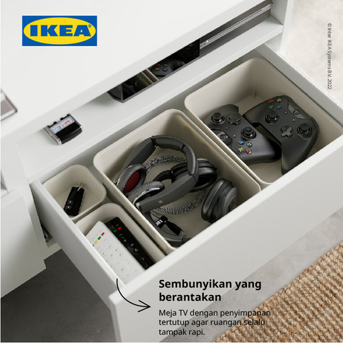 IKEA BESTA Meja TV Minimalis Putih dengan Laci 180x42x39 cm