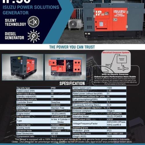 Genset ISUZU 50 KVA Silent IP 50 40000watt Japan Technology