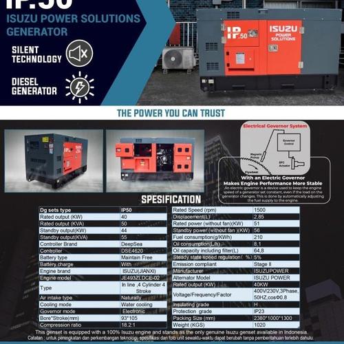 ISUZU Genset Silent IP 50 KVA 40000watt