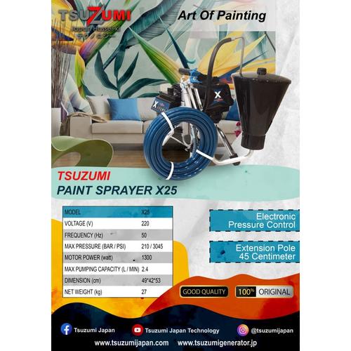 Electric Airless Paint Sprayer X25 + Hopper - TSUZUMI