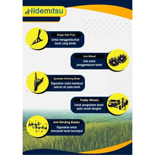 Hidemitsu Traktor Bajak Sawah HTD 1000 Japan Technology