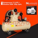Kompresor Angin 10 hp 8 Bar Montoya T-1.0/8 + Dinamo 10 hp 3 phase