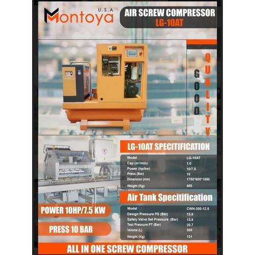 Kompresor Screw 7,5 Kw 10 Hp Montoya U.S.A Kompresor Udara