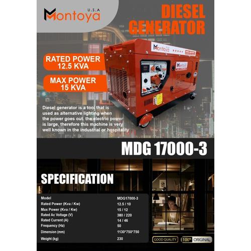 Genset Diesel Montoya 15 kva 1 phase MDG 17000