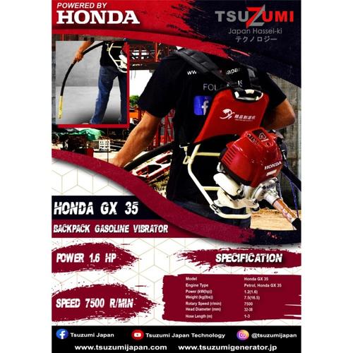 Vibrator Concrete Semen Tsuzumi Engine Honda GX35 + Selang 32 x 3 m