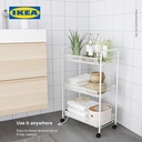 IKEA HORNAVAN Troli Kamar Mandi Putih dengan 3 Rak 26x48x77 cm