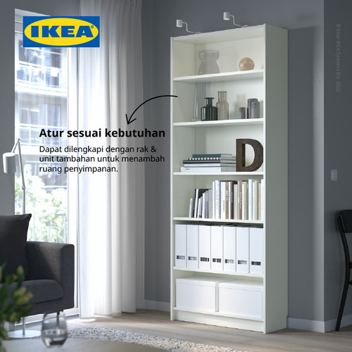 IKEA BILLY Rak Buku Minimalis Putih Berkualitas 80x28x202 cm