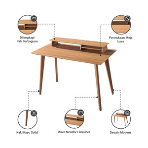 Informa Jazz Meja Kantor - Cokelat Oak Office Table Furnitur Kantor Meja Kerja Belajar Serbaguna