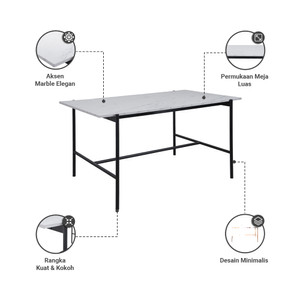Informa Jordie Meja Makan - Abu-Abu Dining Table Dinner Table Meja Kursi Ruang Makan Aesthetic Furniture Dining Room