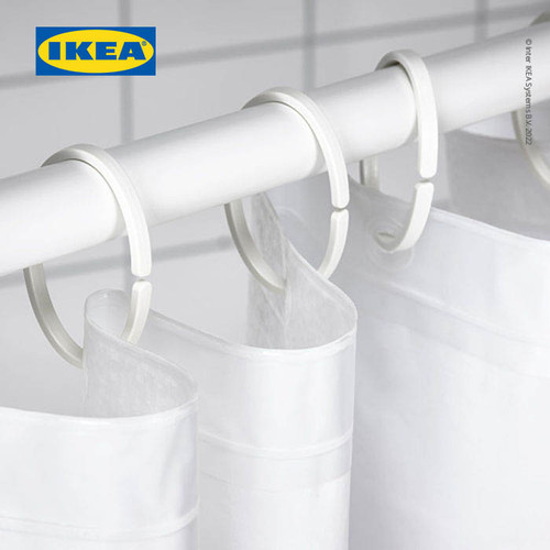 IKEA HASSJON Ring Tirai Kamar Mandi Putih Isi 12pcs