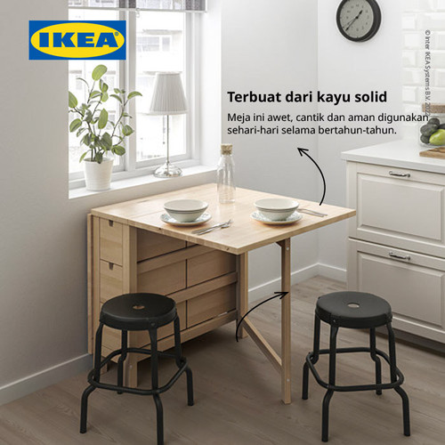 IKEA NORDEN Meja Lipat dengan Laci Bahan Kayu Birch