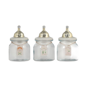Informa 650 ml Set 3 Pcs Gold Mosque Dome Stoples Kaca Jar Tempat Simpan Snack Dan Permen Setoples Toples Serbaguna Perlengkapan Dapur Wadah Makanan