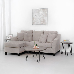 Informa Ashley Abney Sofa L Sectional Fabric Kanan - Cokelat Muda Tempat Duduk Empuk Sofa Bentuk L Ruang Tamu Furniture Indoor Rumah Fabric Couch