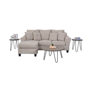 Informa Ashley Abney Sofa L Sectional Fabric Kanan - Cokelat Muda Tempat Duduk Empuk Sofa Bentuk L Ruang Tamu Furniture Indoor Rumah Fabric Couch