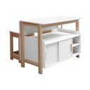 Informa Peter Set Meja Dapur Dengan 2 Bangku - Putih Kitchen Working Table Meja Masak Serbaguna Cooking Desk Furniture Dapur