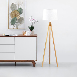Informa Flyn Lampu Lantai - Cokelat Wood Standing Floor Light Lampu Tiang Dekorasi Lampu Berdiri