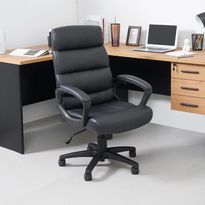 Informa Uzziel Kursi Kantor Sandaran Sedang - Hitam Tempat Duduk Kerja Dengan Roda Office Chair Kursi Eksekutif Furniture Indoor Kantor