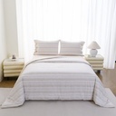 Informa 160X200 cm Set 6 Pcs Seprai Queen Katun Yarn Dyed Aiko - Krem Sprei Seprai Aesthetic Seprei Sheet Set Bed Sheet Aksesoris Tempat Tidur Set Sarung Bantal Sarung Guling