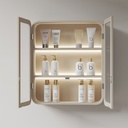 Informa Leisha Kabinet Kamar Mandi Led Dengan 2 Pintu Kaca - Putih Organizer Serbaguna Bathroom Cabinet Aksesoris Kamar Mandi Kompartemen Penyimpanan Alat Mandi