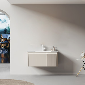 Informa Leisha Kabinet Kamar Mandi 1 Pintu Led Dengan Laci - Krem Beige Organizer Serbaguna Bathroom Cabinet Aksesoris Kamar Mandi Kompartemen Penyimpanan Alat Mandi
