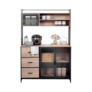 Informa Horvat Kabinet Dapur Tinggi - Hitam/Cokelat Kayu Kitchen Cabinet Lemari Kabinet Serbaguna Furniture Indoor Dapur Furnitur Rumah