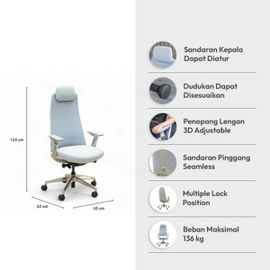 Most Geeta Kursi Kantor Sandaran Tinggi Tempat Duduk Kerja Dengan Roda Office Chair Kursi Staff Karyawan Furniture Indoor Kantor