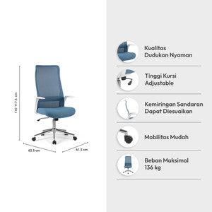 Informa Lumos Kursi Kantor Sandaran Tinggi Tempat Duduk Kerja Dengan Roda Office Chair Kursi Mesh Staff Karyawan Furniture Indoor Kantor