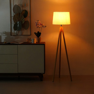 Informa Flyn Lampu Lantai - Cokelat Wood Standing Floor Light Lampu Tiang Dekorasi Lampu Berdiri