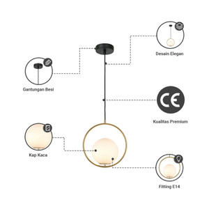 Informa Hanne Lampu Gantung Round - Bronze Hanging Lamp Lighting Plafon Light Lampu Langit Langit Ceiling Light
