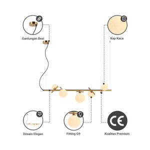 Informa Hanne Lampu Gantung 5L - Bronze Hanging Lamp Lighting Plafon Light Lampu Langit Langit Ceiling Light