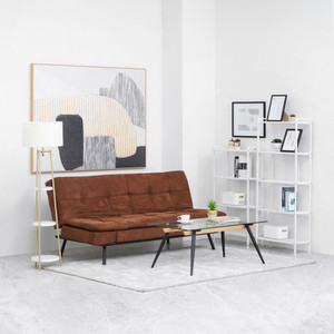 Informa Fins Lampu Lantai Dengan Rak - Krem Beige Standing Floor Light Lampu Tiang Dekorasi Lampu Berdiri