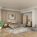 Informa 160X200 cm Prim Set Kamar Tidur - Cokelat Oak / Putih Set Bedroom Furniture Kamar Tidur Set Tempat Tidur Lemari Pakaian Nakas