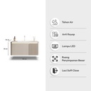 Informa Leisha Kabinet Kamar Mandi 1 Pintu Led Dengan Laci - Krem Beige Organizer Serbaguna Bathroom Cabinet Aksesoris Kamar Mandi Kompartemen Penyimpanan Alat Mandi