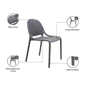 Informa Friga Kursi Teras - Abu-Abu Balcony Chair Kursi Outdoor Serbaguna Furniture Rumah Tempat Duduk Kursi Halaman Balkon
