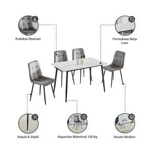 Informa Maui Set Meja Makan 4 Kursi - Putih Dining Table Set Meja Kursi Ruang Makan Aesthetic Furniture Dining Room