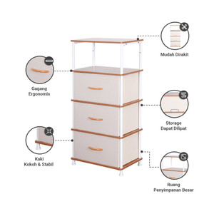 Informa Fumiko Laci Penyimpanan 5 Tingkat - Krem Beige Laci Kabinet Serbaguna Cabinet Penyimpanan Indoor Multifunctional Drawer Storage Furniture Rumah