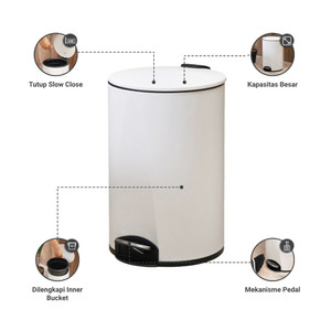 Informa 12 ltr Prism Jet Tempat Sampah Pedal Slow Close - Putih Tong Sampah Pedal Wadah Pembuangan Alat Kebersihan Indoor Trash Bin