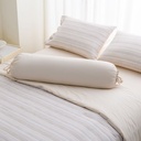 Informa 160X200 cm Set 6 Pcs Seprai Queen Katun Yarn Dyed Aiko - Krem Sprei Seprai Aesthetic Seprei Sheet Set Bed Sheet Aksesoris Tempat Tidur Set Sarung Bantal Sarung Guling