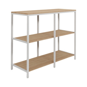 Informa Ryan Rak Penyimpanan Metal - Putih/Cokelat Oak Organizer Serbaguna Tempat Simpan Barang Multifungsi Rak Storage Perlengkapan Rumah Tangga