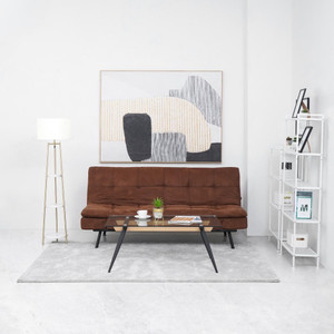 Informa Fins Lampu Lantai Dengan Rak - Krem Beige Standing Floor Light Lampu Tiang Dekorasi Lampu Berdiri