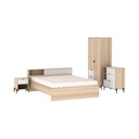 Informa 160X200 cm Prim Set Kamar Tidur - Cokelat Oak / Putih Set Bedroom Furniture Kamar Tidur Set Tempat Tidur Lemari Pakaian Nakas
